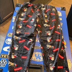Men’s XL Black Christmas Pajama Pants with Santa Dogs